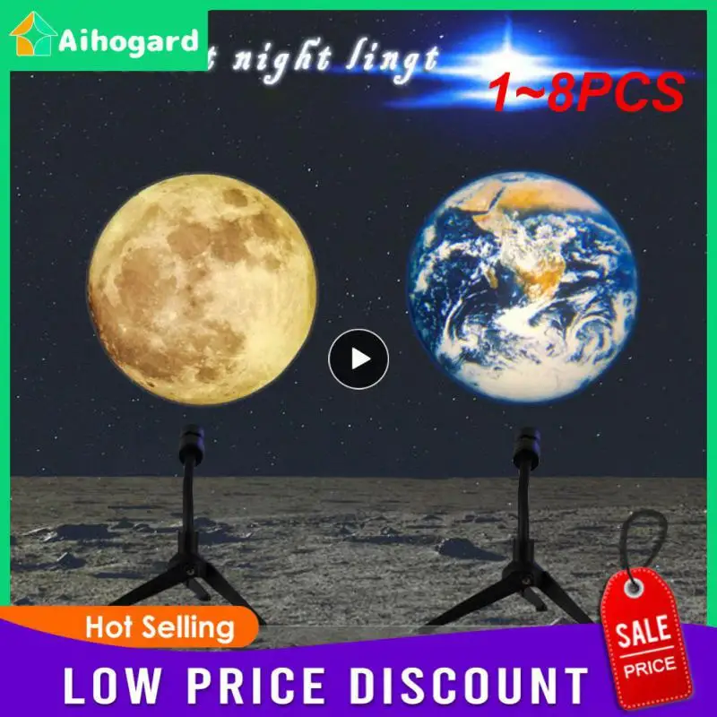 

1~8PCS USB Moon Earth Projector Lamp Photo for 360° Rotatable Bracket USB Led Night Light Projection Lamp for Home Bedroom Decor