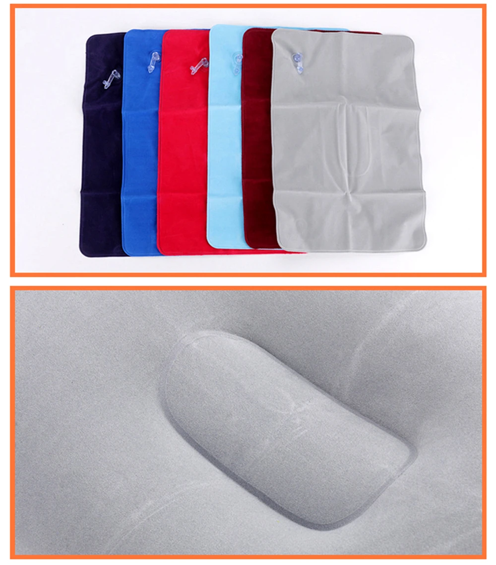 Convenient Ultralight Inflatable PVC Nylon Air Pillow Sleep Cushion Travel Bedroom Hiking Beach Car Plane Head Rest Support