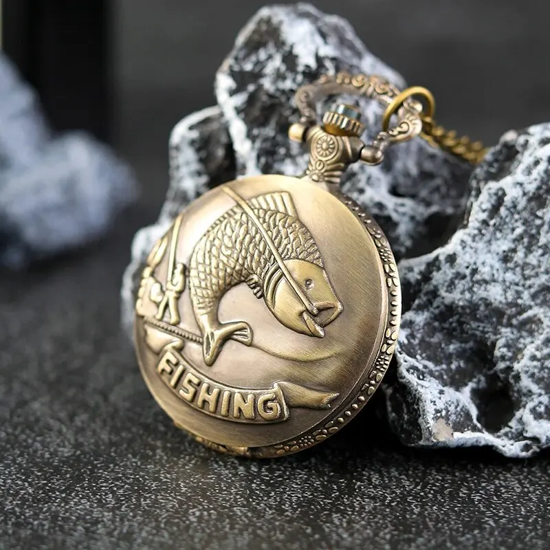 Meilleurs cadeaux montre de poche à Quartz en or de luxe Design poissons collier pendentif montre de poche horloge pour hommes femmes