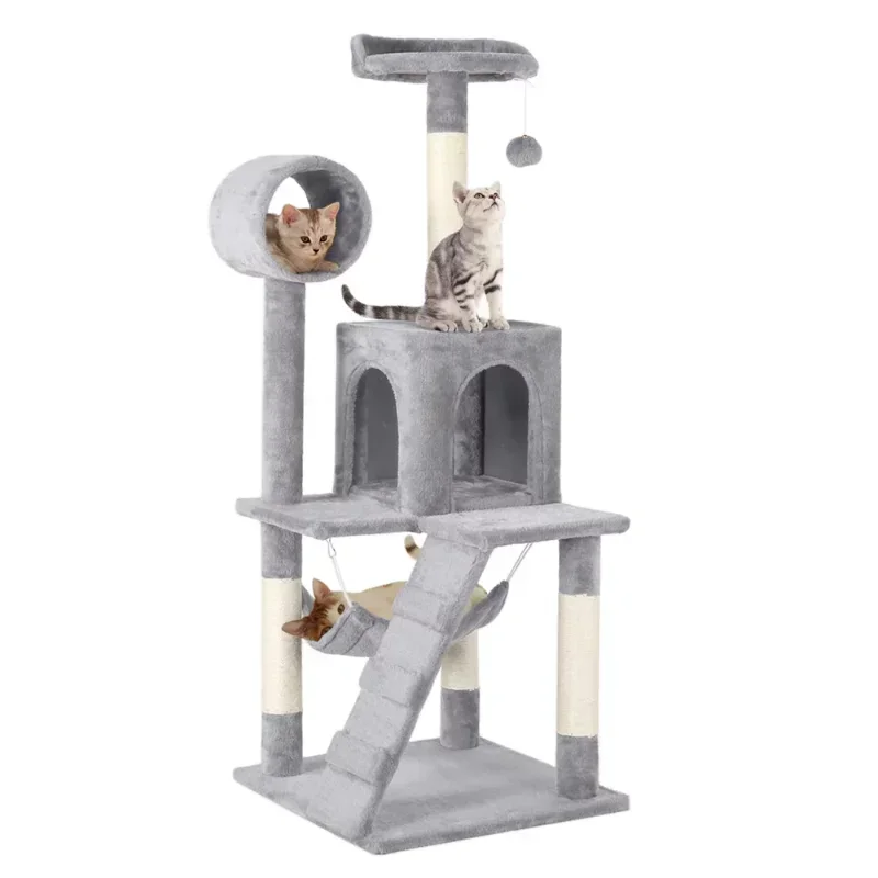 

Easyfashion 51'' Multilevel Cat Tree with Condo, Light Gray cat wheel