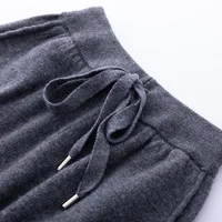 2024 Autumn And Winter New 100% Pure Wool Flat Small Foot Pants Women Loose High Waist Lean Knitted Cashmere Bunched Foot Pants - Image 2