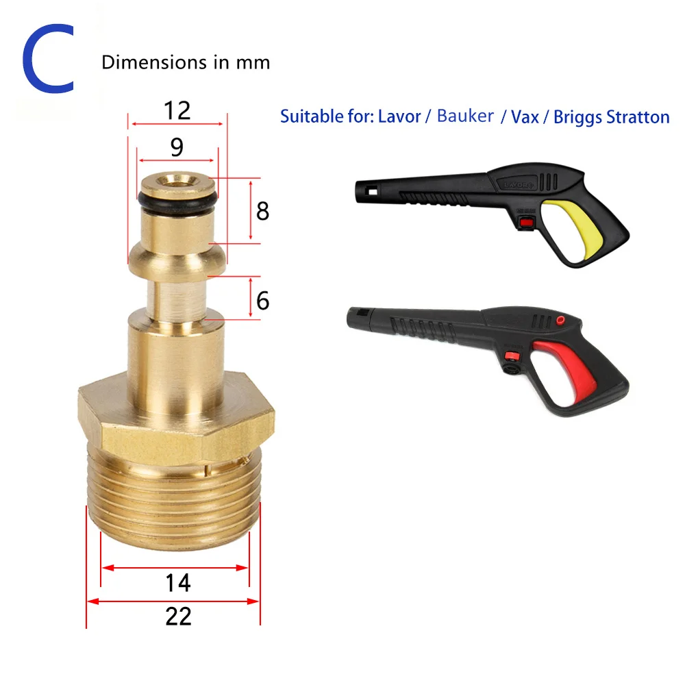 High Pressure Car Washer Hose Connector Converter M22 Thread for AR Patriot Daewoo Lavor Black Decker Bosch Bort pressure washer 4