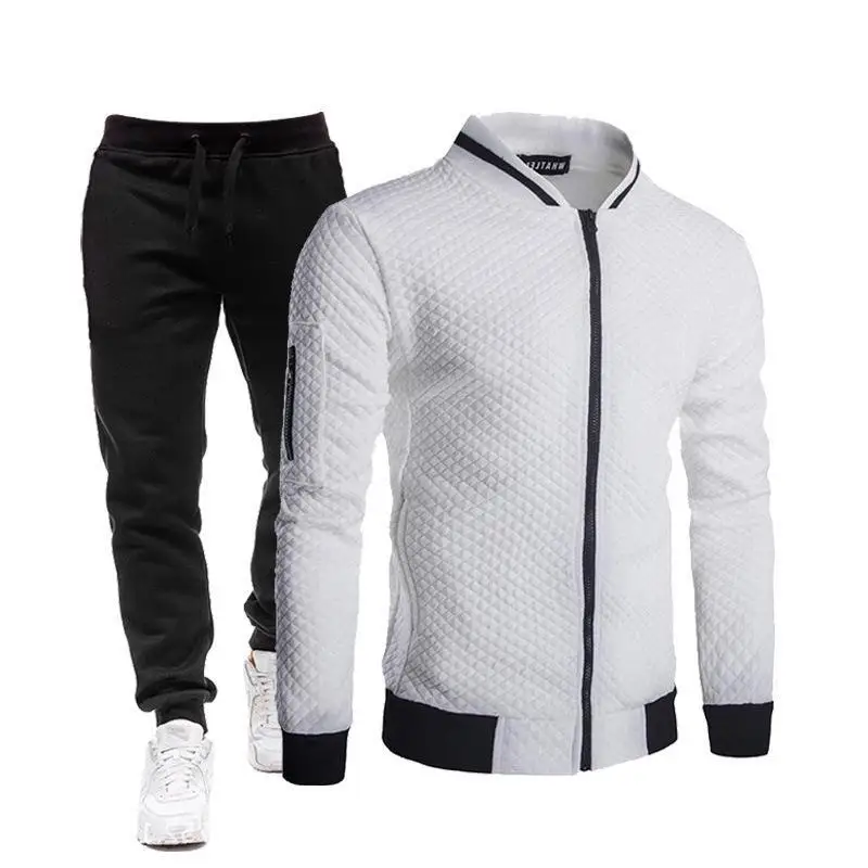 Men's Spring and Autumn Youth Popular Style Fashion Baseball Suit Zipper Stand up Collar Sweater Coat Casual Sports Set