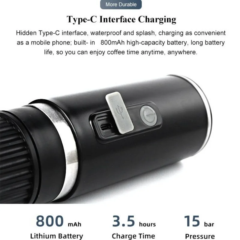 Portable Capsule Coffee Machine High-pressure Wireless Electric Accompanying Coffee Pot Outdoor Capsule Powder 2 in 1