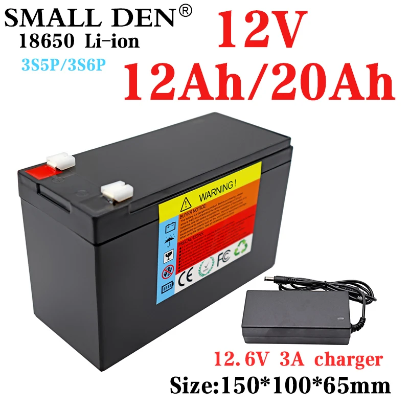 12V 12Ah 20Ah 18650 lithium battery pack built-in 10A 20A sprayer, surveillance camera battery, backup power solar battery