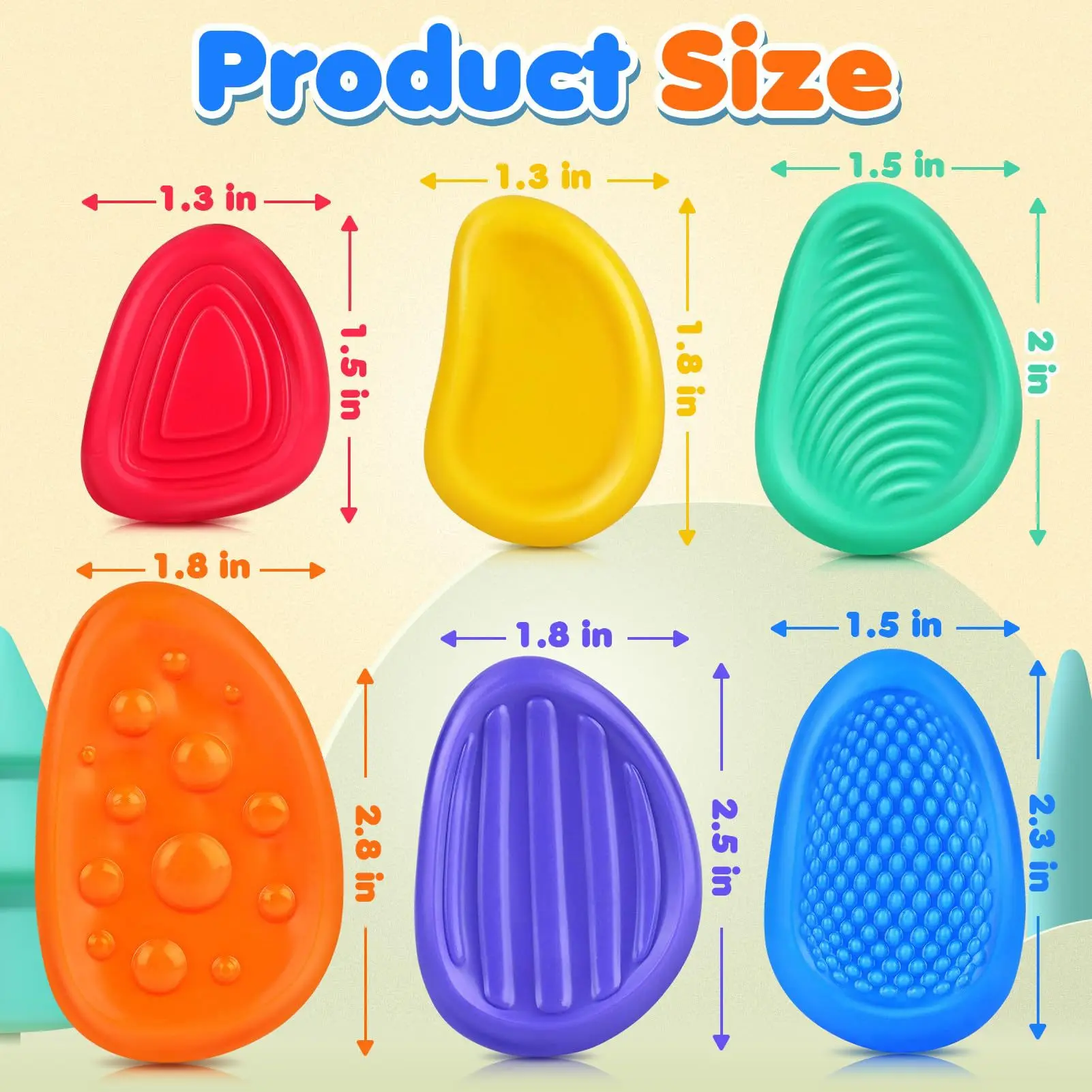Fidget Toys Adults Sensory Silicone Stone 6 Pack