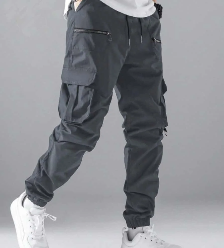 2025 fermeture éclair hommes rabat poche côté cordon taille hommes Cargo pantalon hommes Baggy kaki pantalon hommes mince Cargo pantalon retour à l'école