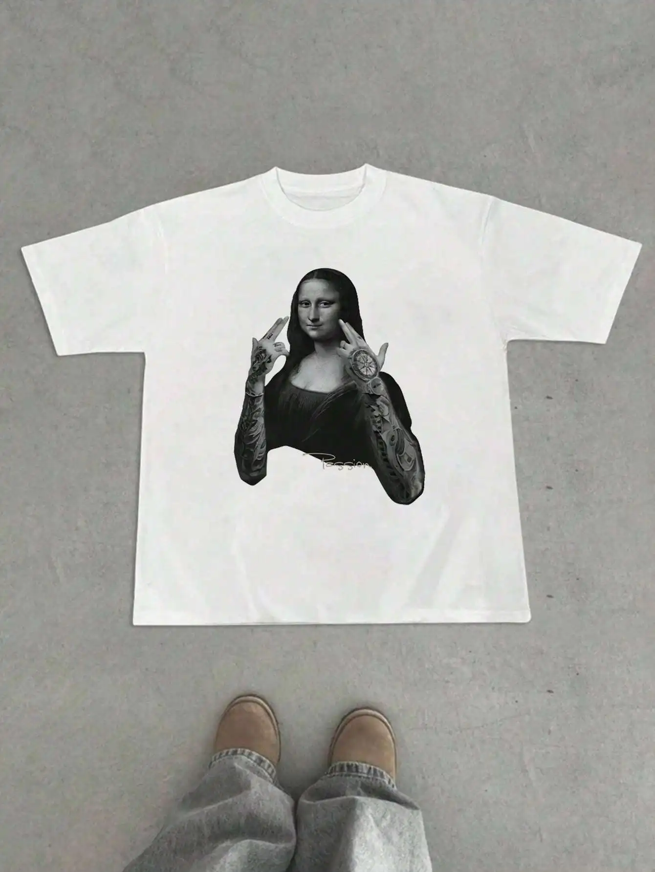 Tシャツ・カットソー Luxury Street Wear washed vintage monalisa unisexual unisex-staple-t-shirt-black-
