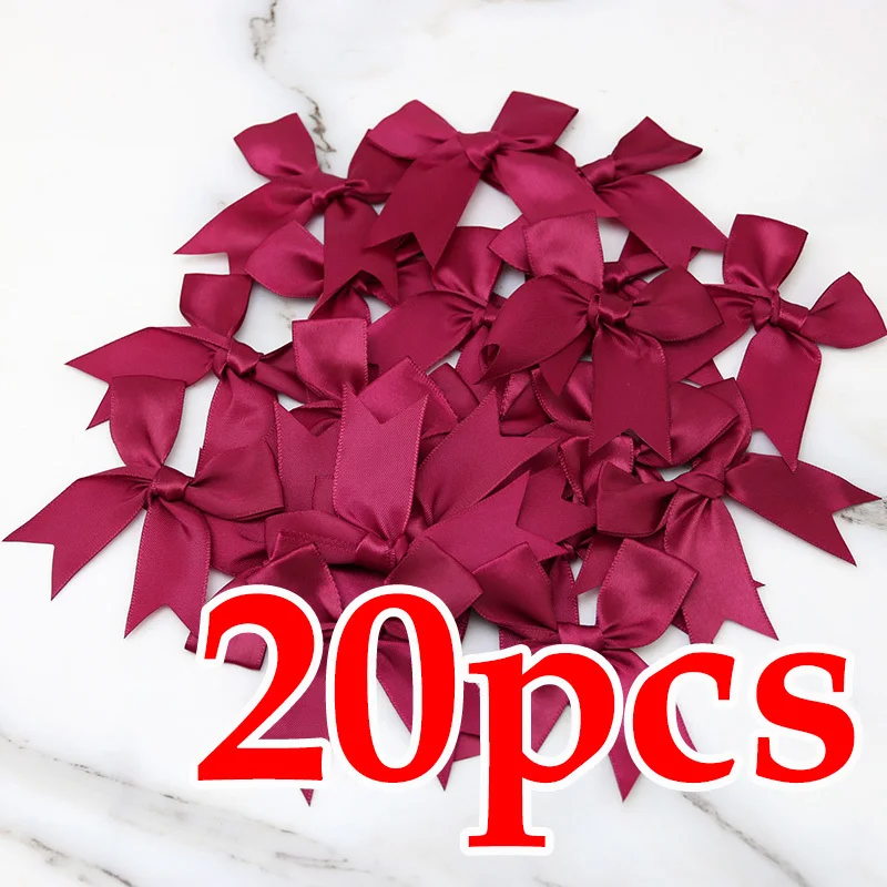 Set of 20 Fresh Pink Satin Ribbon Flower Bows