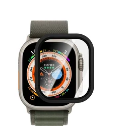 Premium Titanium Metal Frame with 9H Tempered Glass Anti - Scratch Screen Protector - Watch Ultra 3 2 1 (Black)