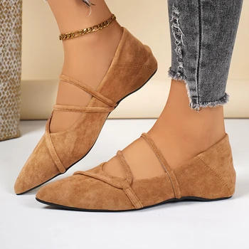 الربيع والخريف جديد وأشار شقة مسطحة مريحة عارضة أحذية واحدة عصرية أنيقة ومثير الأحذية المسطحة للنساء 6