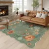 Living Room Carpet Non-slip Washable Soft Floor Mat Black Floral Bohemian Style Rug Irregular Shape Large Size Mats Alfombra 양탄자 3