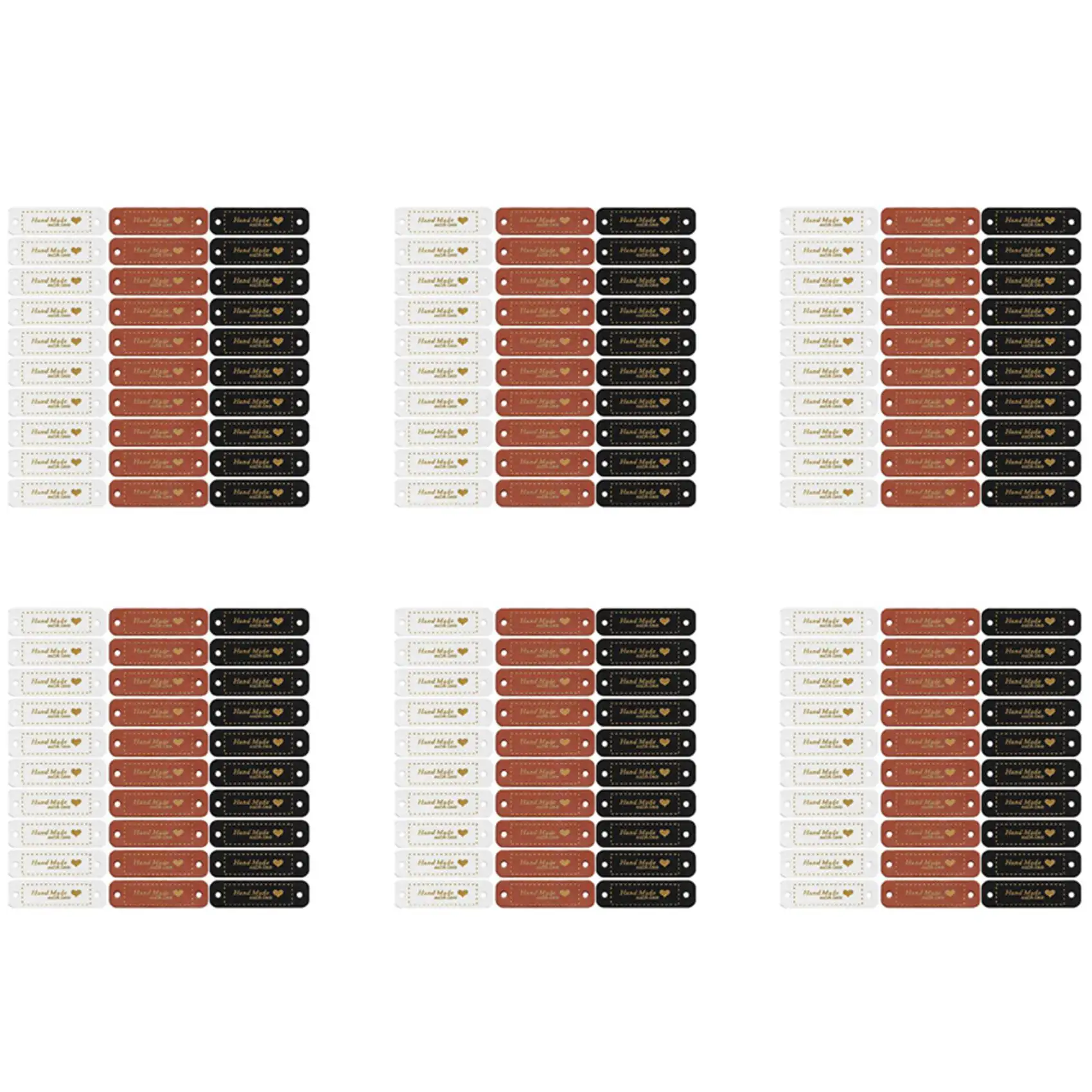 360Pcs 수제 PU 가죽 태그 인조 가죽 라벨 장식 니트 액세서리 DIY 공예용 구멍이 있는 장식품-ABQU