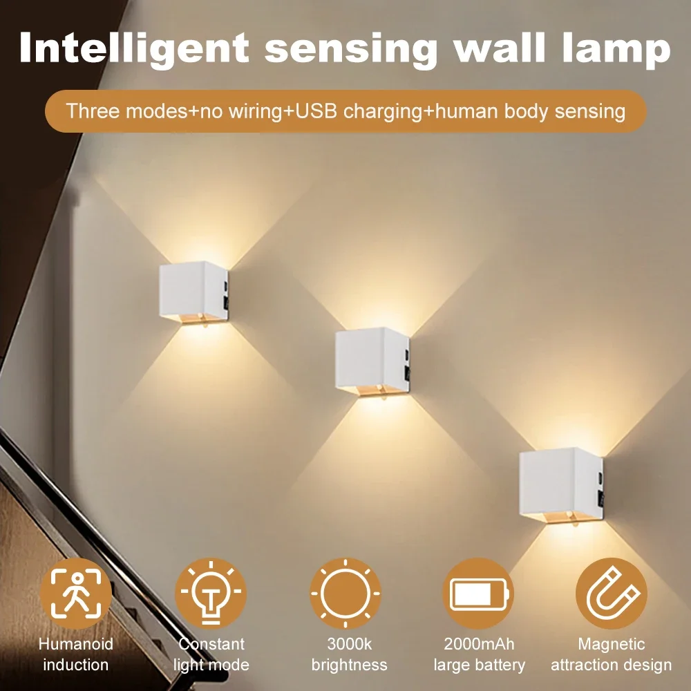 Rechargeable Wall Lamp 3 Modes USB Charging For Livingroom