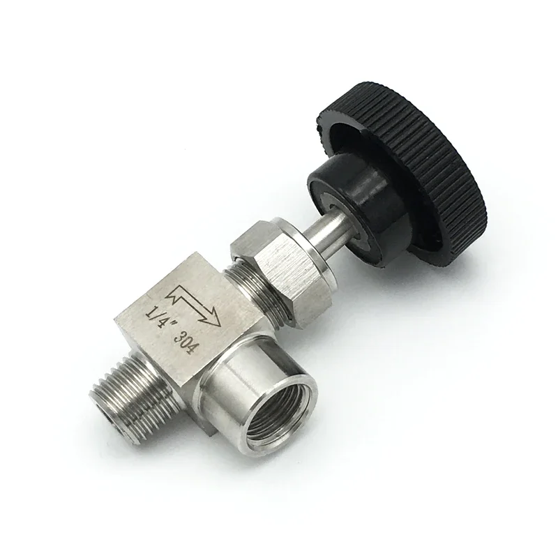 

1/8" 1/4" 3/8" 1/2" BSP NPT Male To Female Elbow 90 Degree Needle Valve Crane Elbow 304 Stainless Flow Control Water Gas Oil