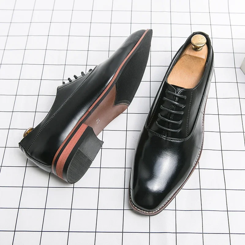 Leather Shoes Italian Mens Wedding Oxfords Shoes Luxury Genuine Leather Handmade Comfortable Quality Elegant Office Formal Shoes Man Size 46