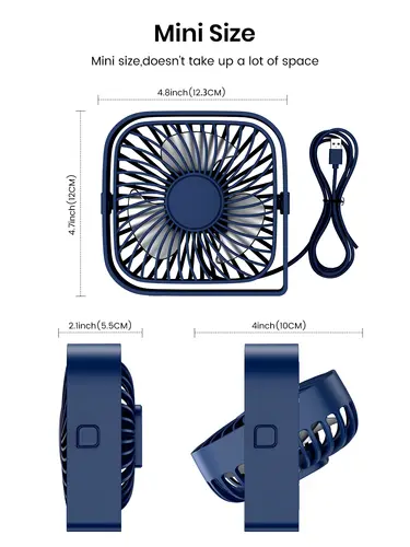 TOPK Mini Portable Fan USB Desk Fan Table Strong Airflow &Quiet Operation 3 Speed Wind 360°Rotatable Standing fans for room Home - Image 4