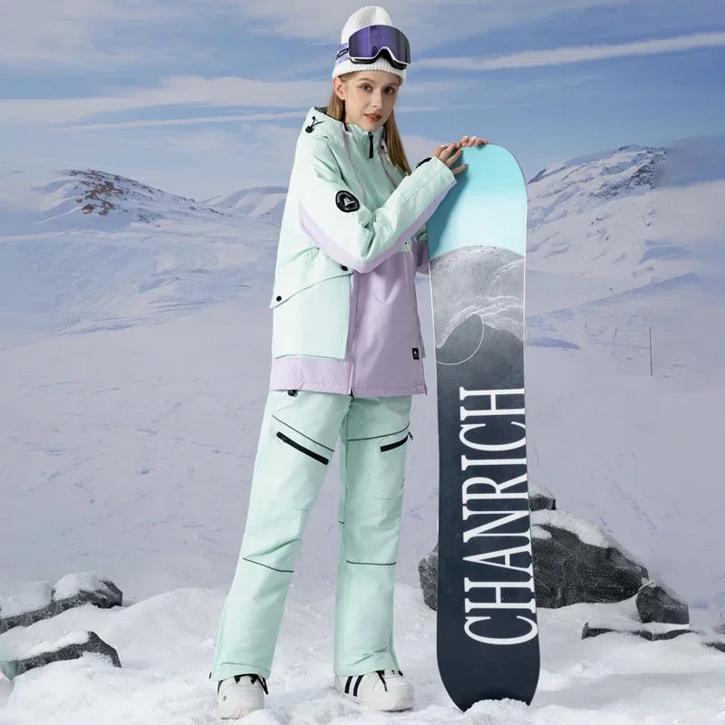 Waterproof Warm Man Ski Sets Hooded Jacket Pants Warm Women Snow Suits Outdoor Sport Mountain Female Snowboard Costume Clothes