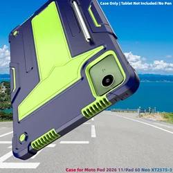 Heavy Duty Shockproof Rugged Protective Tablet Case with Kickstand and Pen Holder for Moto Pad 11inch (NavyBlue Olivine)