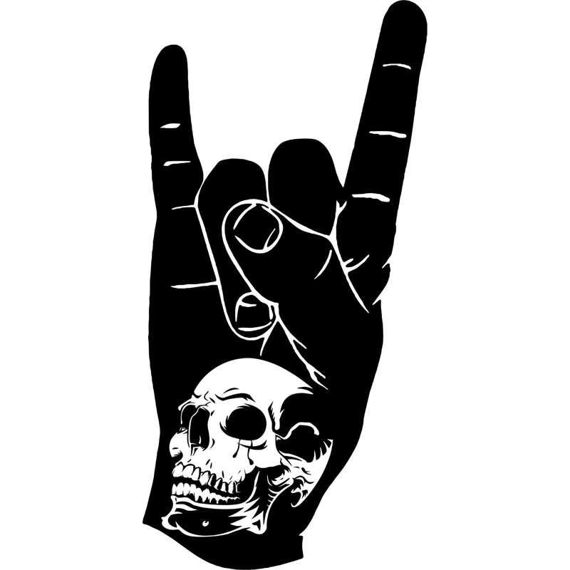 

Rock Gesture Skull Sticker High Quality Car Window Decoration Personality Pvc Waterproof Decal Black/white, 20cm*10cm