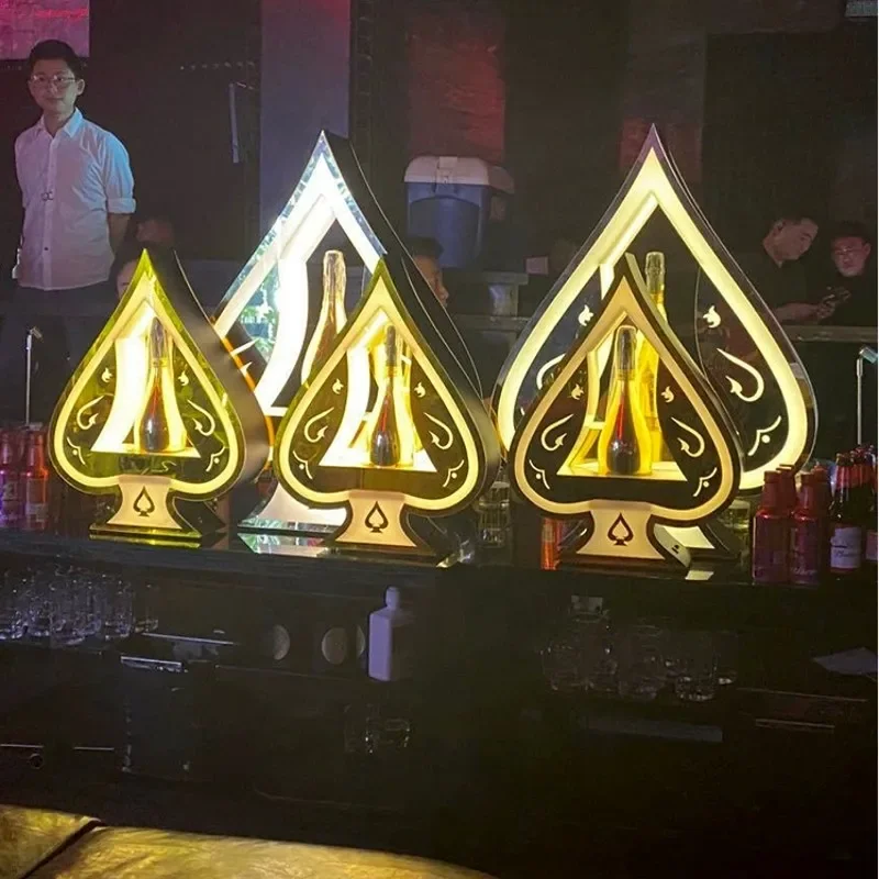 Glowing Bar Wine Bottle Display Colorful Ace of Spades Champagne Drinks Beer VIP Bottle Presenter For NightClub Lounge Bar
