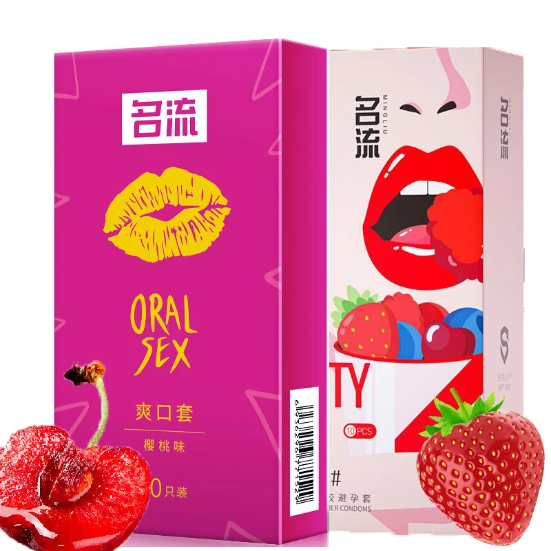 Oral Sleeve Fruity Taste  20Pcs Blowjob Fruits Tast Women Mouth Oral Sex Penis Sleeve Adults Sex Games Ultra Thin Tongue Sucking