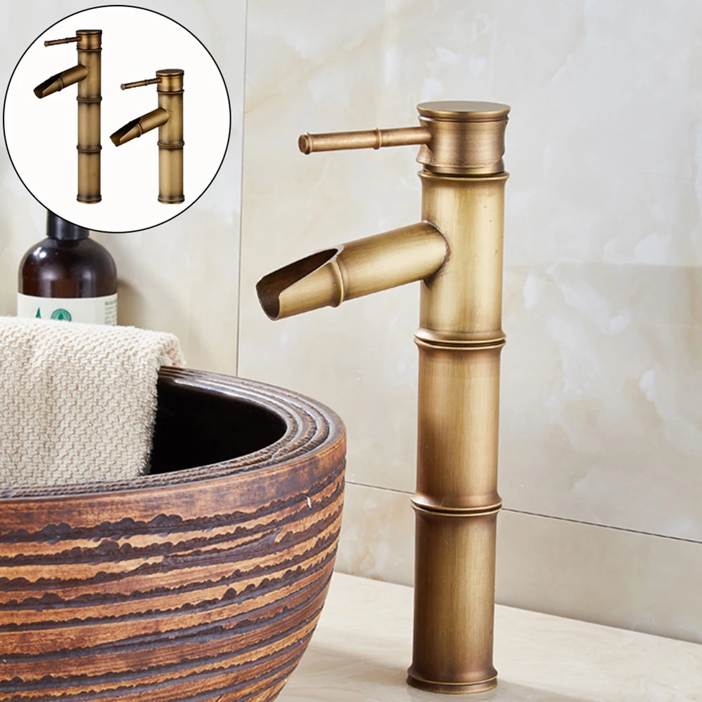 

Basin Faucet Antique Brass Bamboo Shape Faucet Sink Mixer Faucet Single Handle For Kitchen Bathroom Family Hotel Bathtub