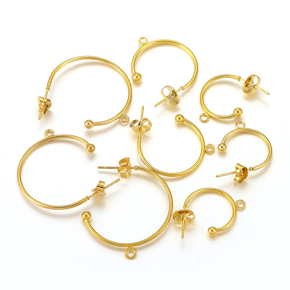 

10pcs Stainless Steel Gold Plated Parallel Loop Earwire Earrings Hook Connector DIY Jewelry Making Accessories Crafts Wholesale