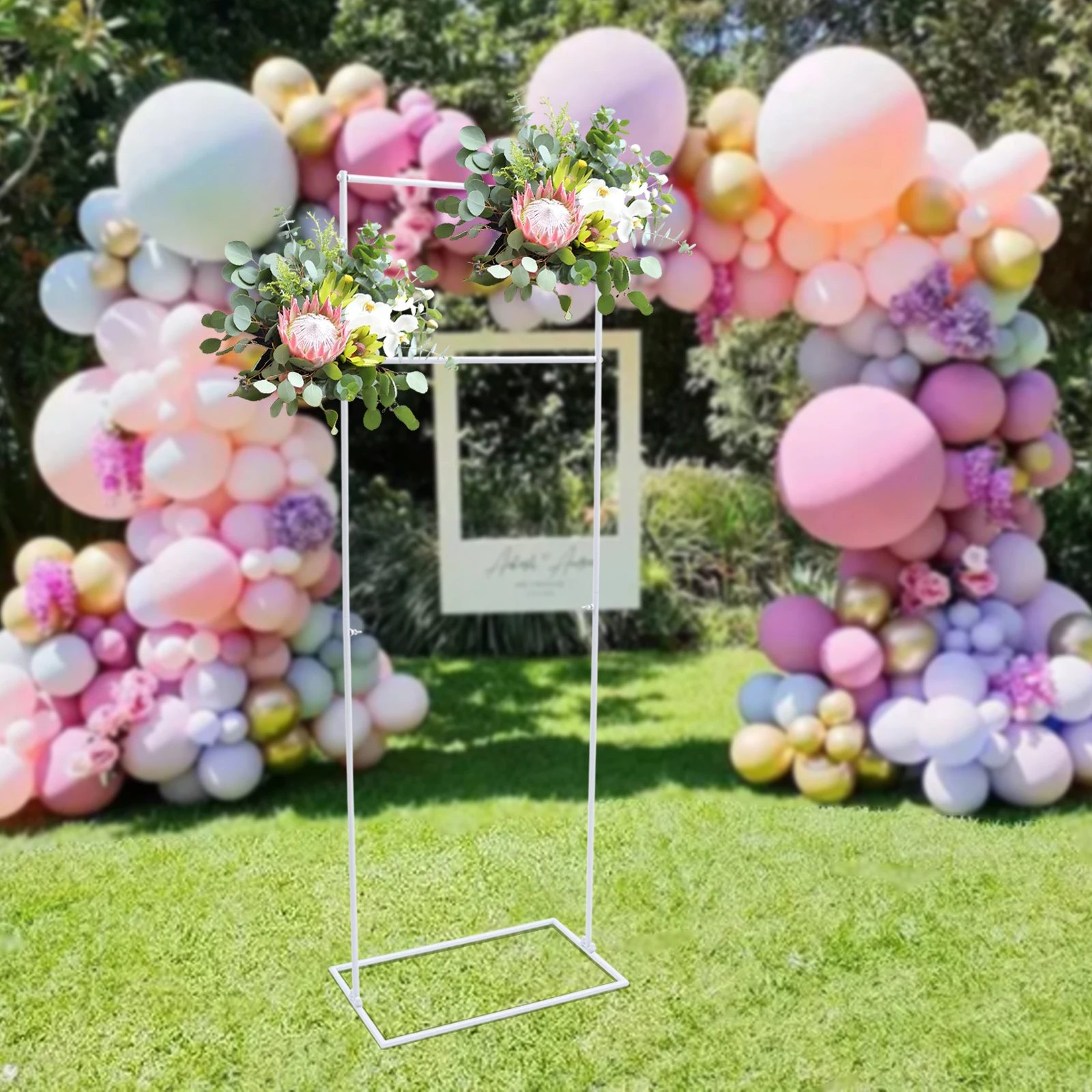 Wedding Arch Backdrop Stand Square Wedding Arches for Ceremony White Metal Arch Stand Garden Floral Arbor