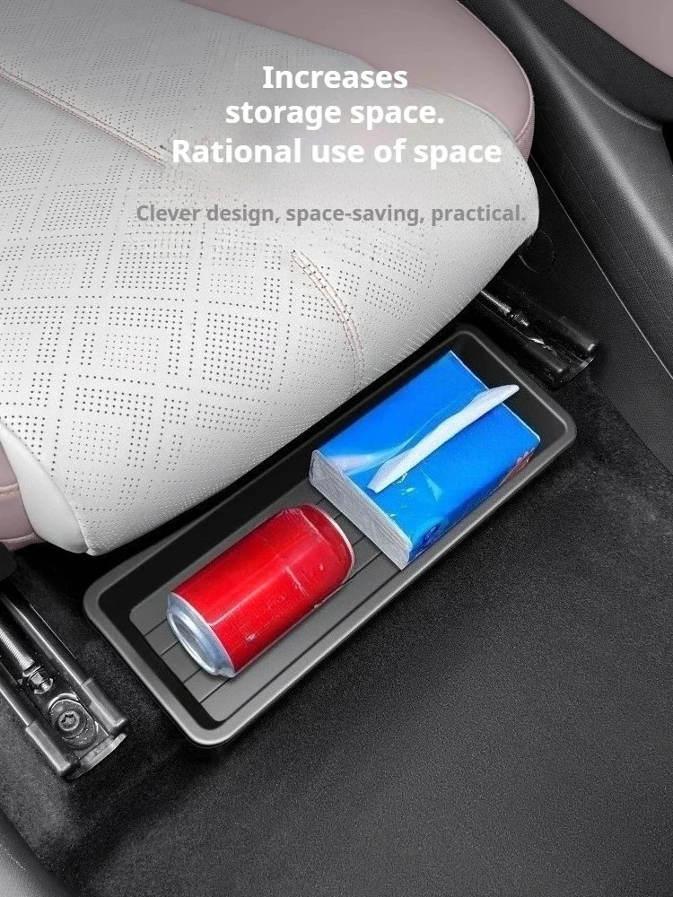 For BYD Atto 3 Yuan Plus 2022-2025 Underseat Storage Box Seats Drawer TPE Hidden Storage Tray Push Pull Car Organizer