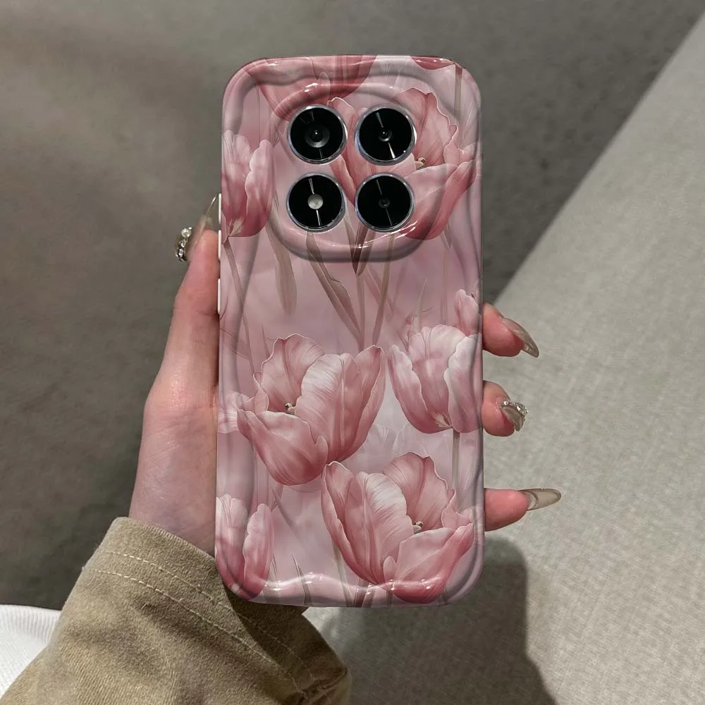 Artistic Pink Cherry Blossom Wave Oil Phone Case Cover