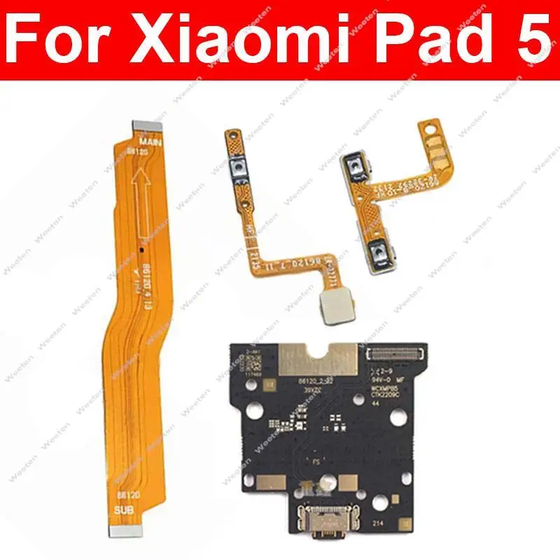 LCD Mainboard Power Volume Flex Cable For Xiaomi Mi Pad 5 USB Charger Board Motherboard LCD Flex Ribbon Parts