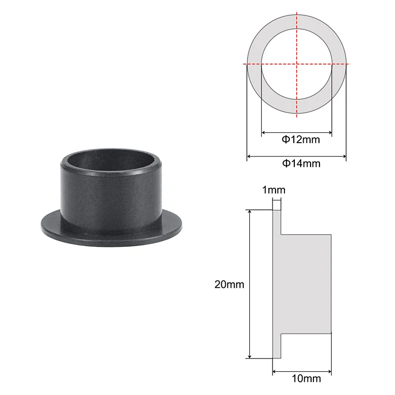 Oil Bearing Brass Copper Bushing 1/2/4pcs GFM-1012/1214/1416/1517/1618/1719//2528/0507 Flanged Sleeve Bearings POM Wrapped Oilless Bushings Black
