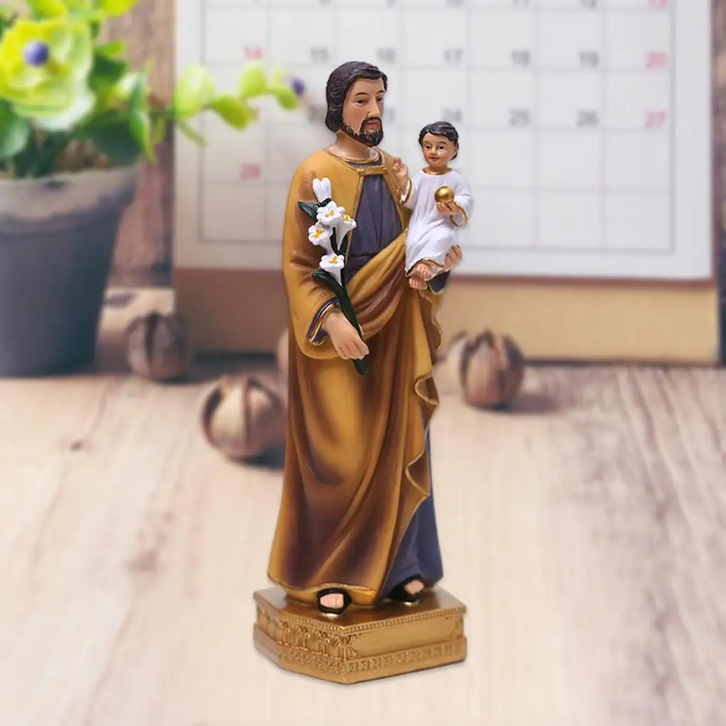 Child Statues Saint Joseph Resin Figurines Sculpture Catholic Religious Decoration Ornaments 8" H