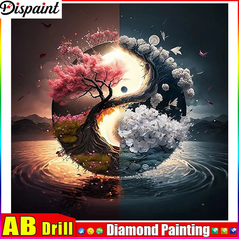 

Полноформатная алмазная живопись Dispaint AB «ландшафтное дерево флоо», алмазная 5D Вышивка из смолы, «сделай сам», алмазная живопись, ручная работа, вышивка крестиком, подарок