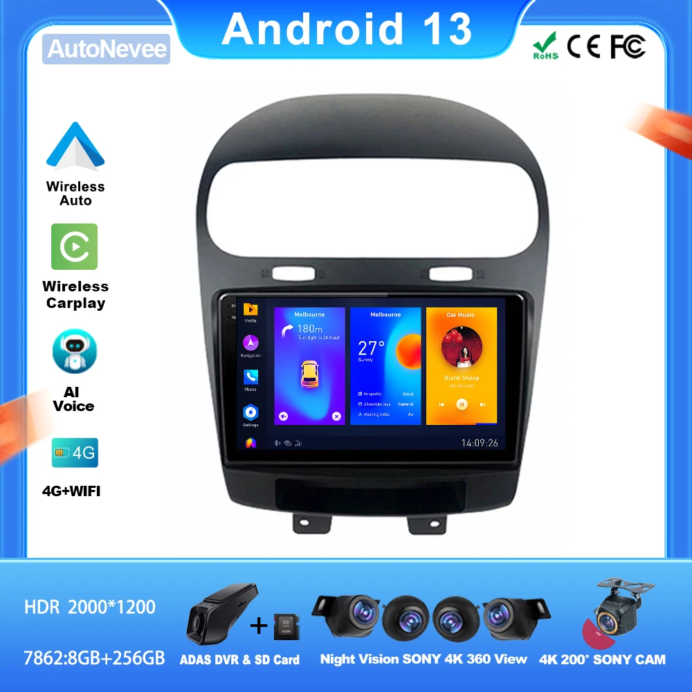 Android Per Dodge Journey Fiat Leap 2012 - 2020 Auto Auto Apple Carplay Radio Automotivo Stereo Lettore Multimediale Navigazione Dab