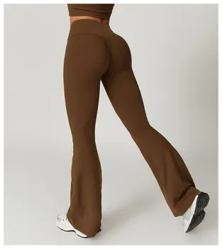 Crossover Flare Yoga Leggings for Women High Waist V Cross Bell Bottoms Tummy Control Yoga Pants Wide leg Fitness Leggings 1
