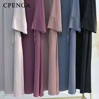 Abaya-Robe de Couleur Unie pour Femme Musulmane, Vêtement d'Église Islamique, Élégant, à la Mode, pour Ramadan Arabe, Dubaï, Turquie, 2025 6