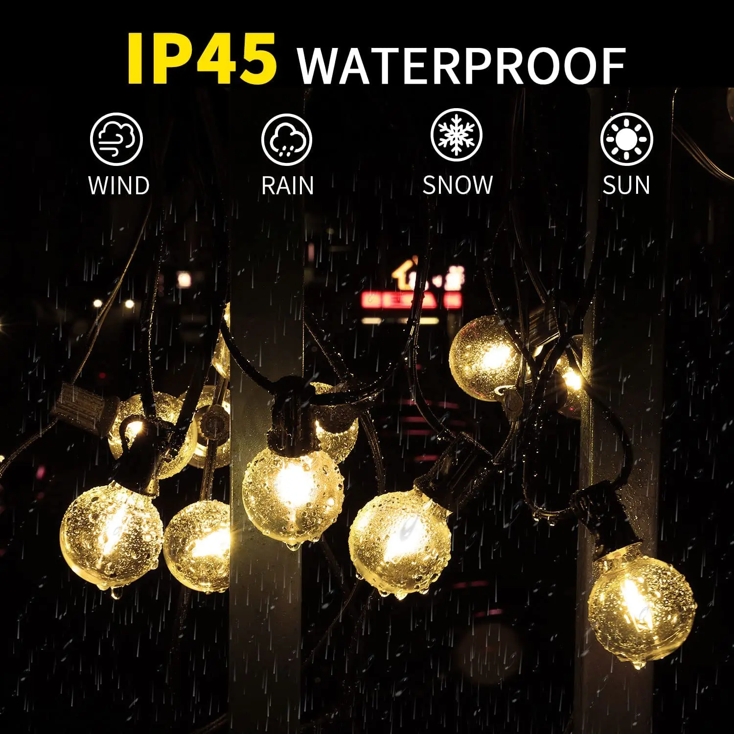 30m 15m 7.6m USB LED Lights 5V 1W G40 Plastic Bulb Outdoor Waterproof Tent Fairy Patio Festoon String Light Wedding Decor