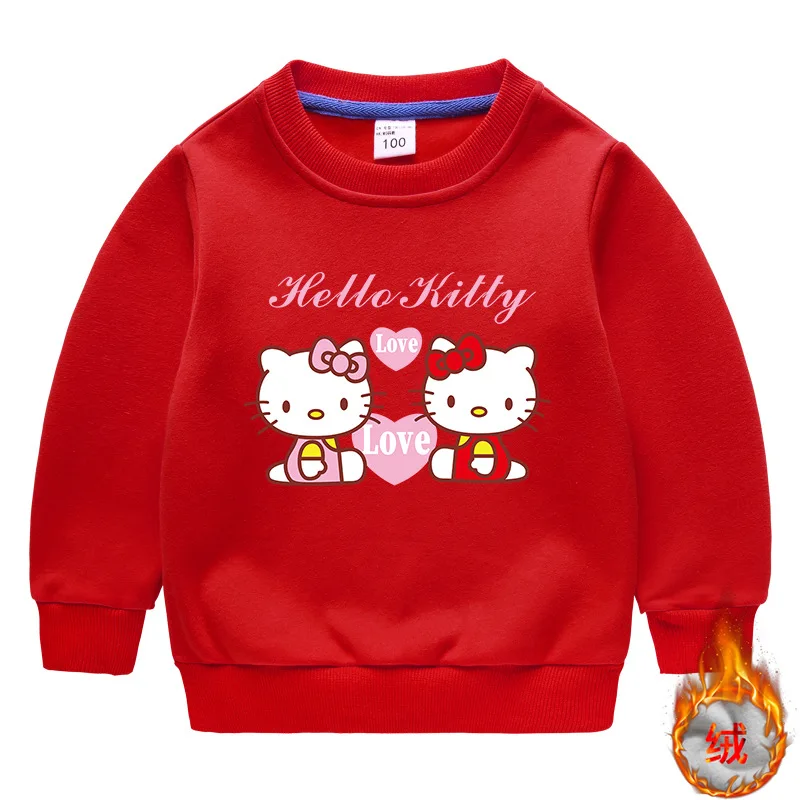 

Hello Kitty Children's Clothing New girls Fashion Cotton Plus Velvet Sweater Boy Casual Thickening Warm Baby Winter Cartoon Tops
