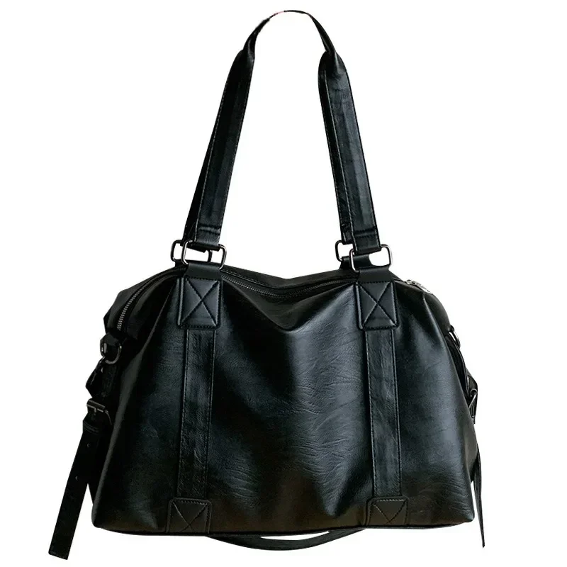 Big Black Shoulder Bags for Women Large Hobo Shopper Bag Solid Color Quality Soft Leather Crossbody Handbag Lady Travel Tote Bag - 6