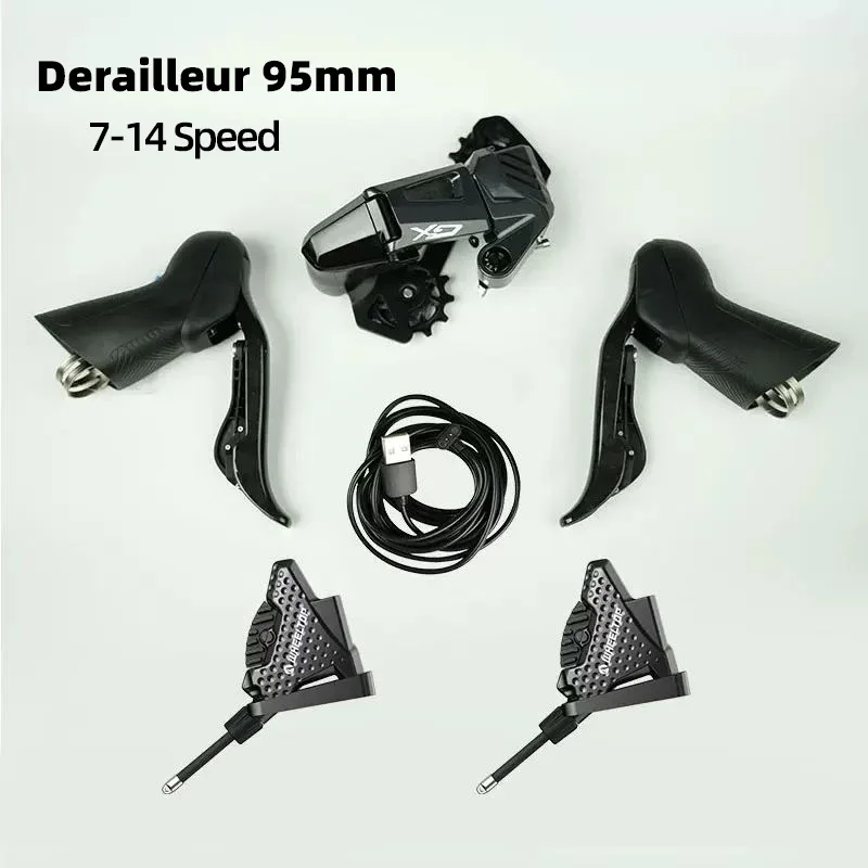 Kit dérailleur arrière + manette vtt électrique EDS OX 2.0 sans fil 3/14V WHEELTOP - Groupes électriques vtt/Dérailleurs arrière - speedcycles