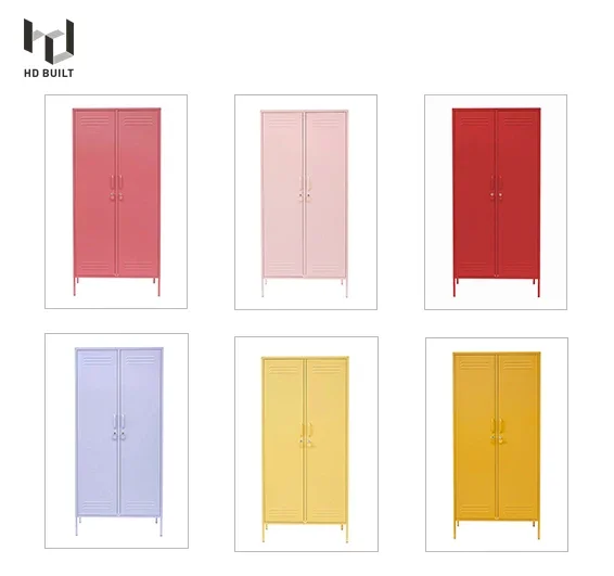 Luxurious Babies Cupboard Wardrobe Bedroom Steel Wardrobe Hanger Yellow Clothes
