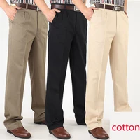 Men Casual Trousers High Waist Loose Pure Cotton Casual Pants Double Wrinkle Resistant Ironing Large Full Length Plus Size 30-46 1