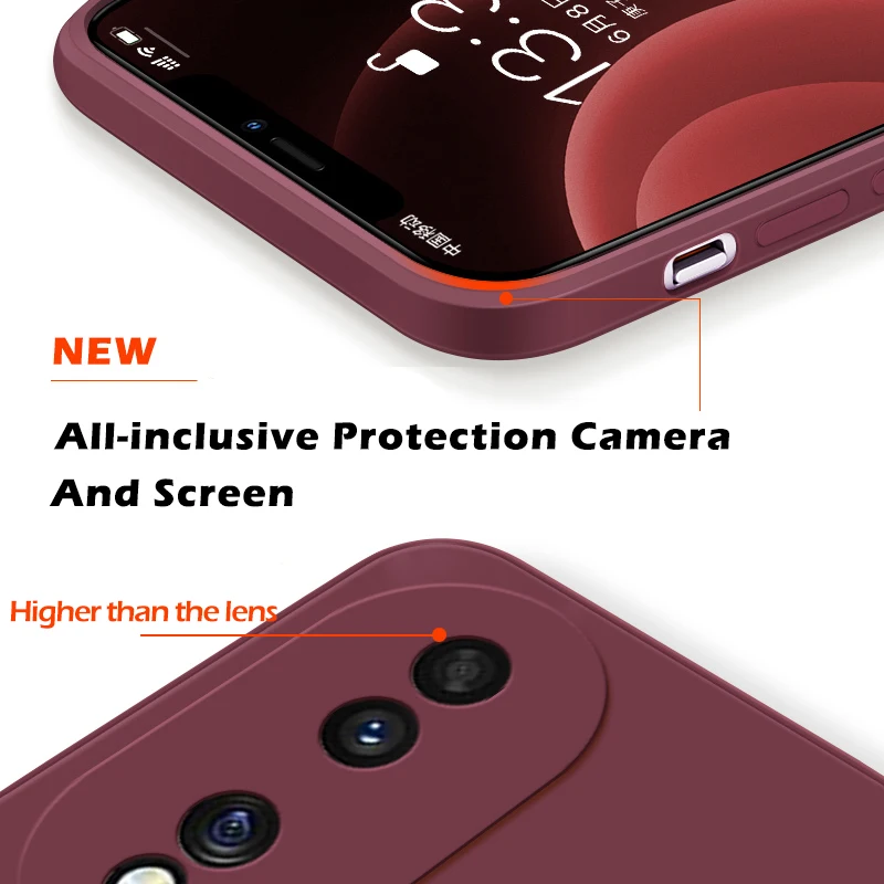 Luxury Square Liquid Silicone Soft Shockproof Phone Case