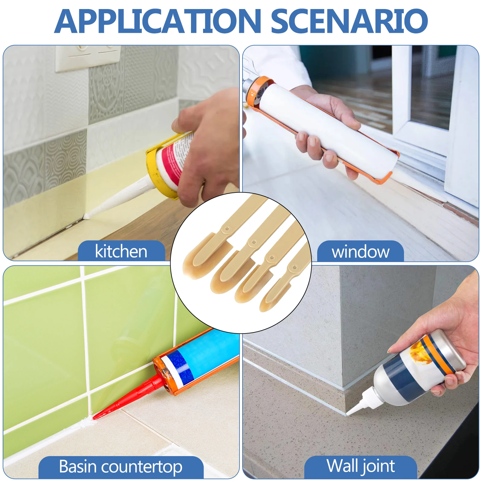 17Pcs Rubber Caulking Tool Kit Rubber Caulk Finishing Tools Grout Sealant Caulking Applicator Spatula Smoothing Tool for Window 3