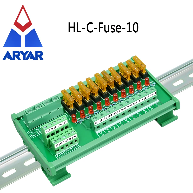 DIN Rail Mount Multi-Position Power Distribution Fuse Module, AC/DC 5-32V Capacity