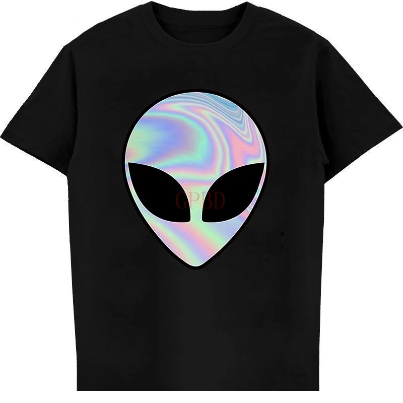 

Alien Head Holographic Party Rave Trippy Shirt men women shirt