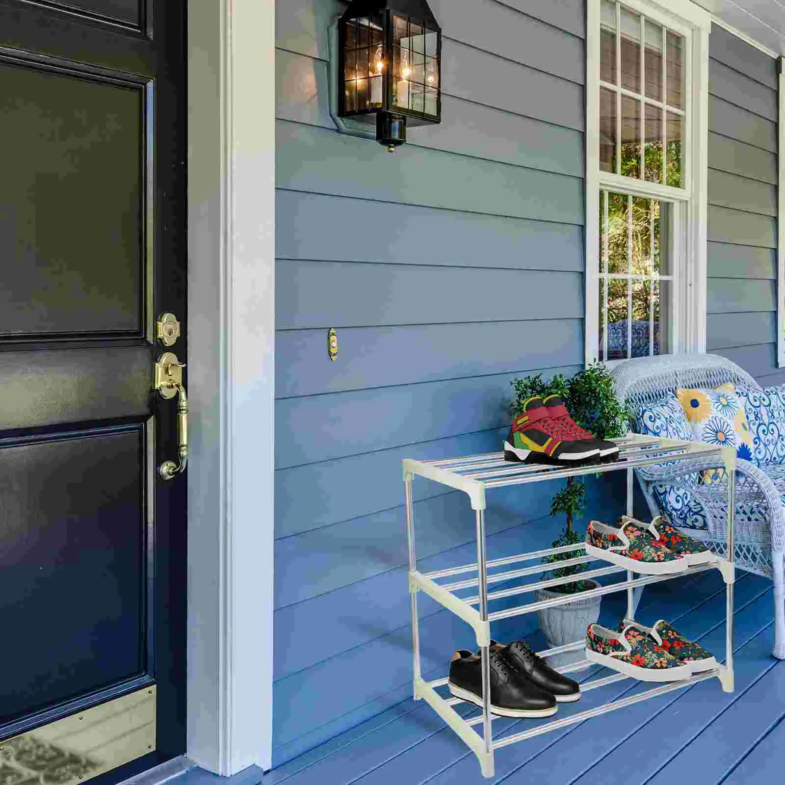Shoe Rack Porch Storage and Assembly Shoe Rack Stainless Steel 3-Tier Shoe Rack Shoe Shelf Storage Organizer For Closet Entryway 3
