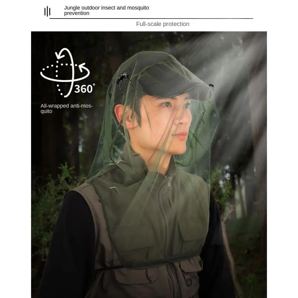 Description Picture 5 of itemAnti Mosquito Fishing Cap Outdoor Fishing Sun Cap Head Face Mask Hat Mosquito Net Hat Insect Mesh Anti Bee Hat Insect Bee Net